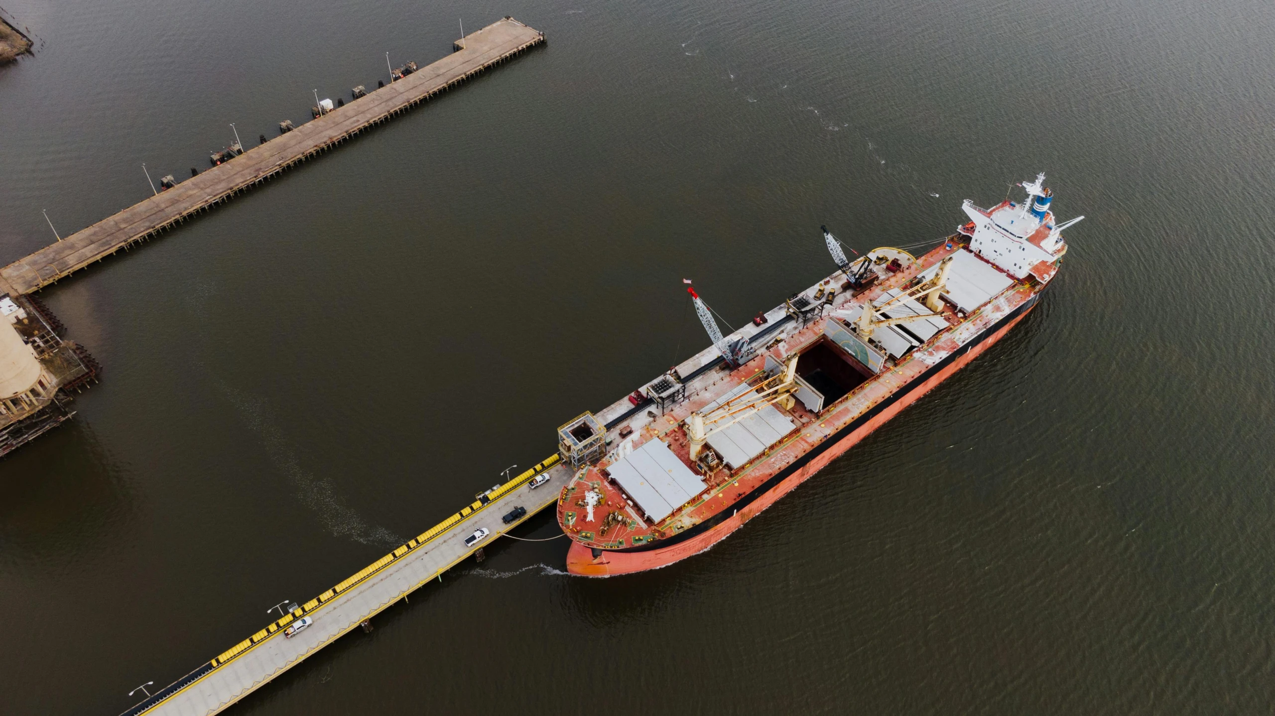 a large boat in the middle of a body of water, shipping docks, 1 petapixel image, thumbnail, press shot