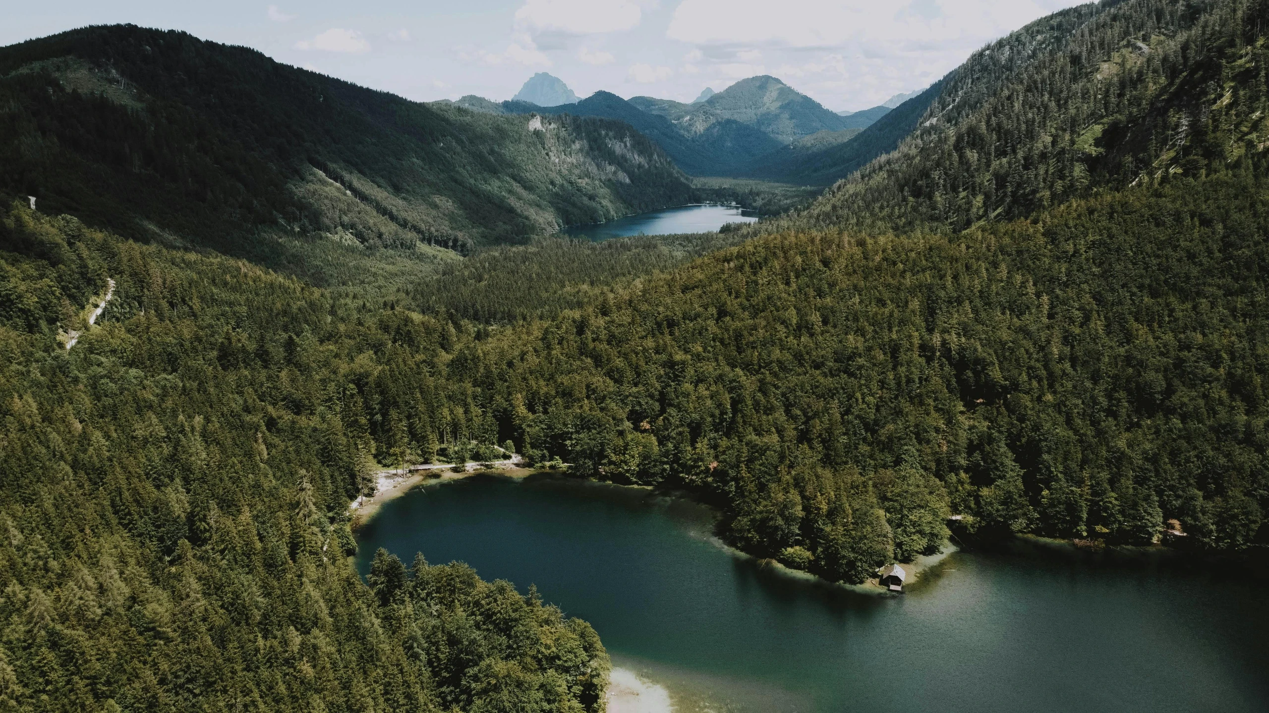 a large body of water surrounded by trees, by Sebastian Spreng, pexels contest winner, evergreen valley, german forest, lake in the background, thumbnail