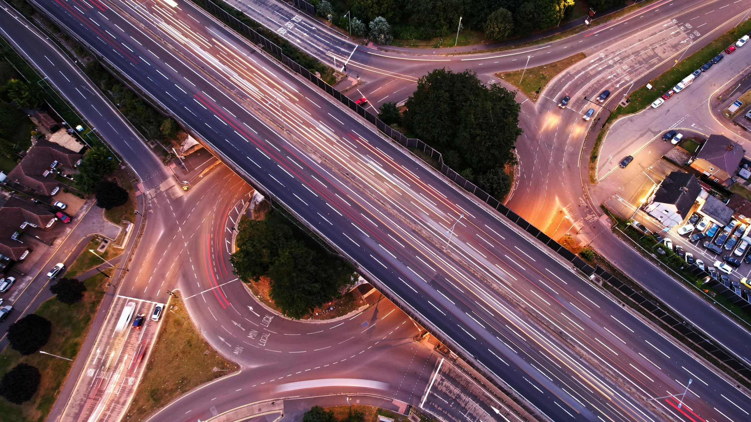 an aerial view of a highway intersection at night, pexels contest winner, renaissance, thumbnail, overpass, flattened, hyperdetailed