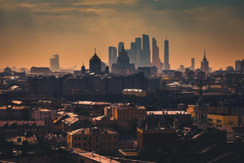 a view of a city from the top of a hill, pexels contest winner, socialist realism, gta in moscow, foster and partners, 000 — википедия, brown