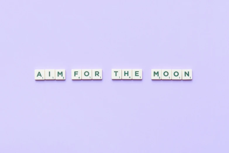 the words aim for the moon on a purple background, trending on unsplash, aestheticism, made of all white ceramic tiles, recovering from pain, set on singaporean aesthetic, moon beams