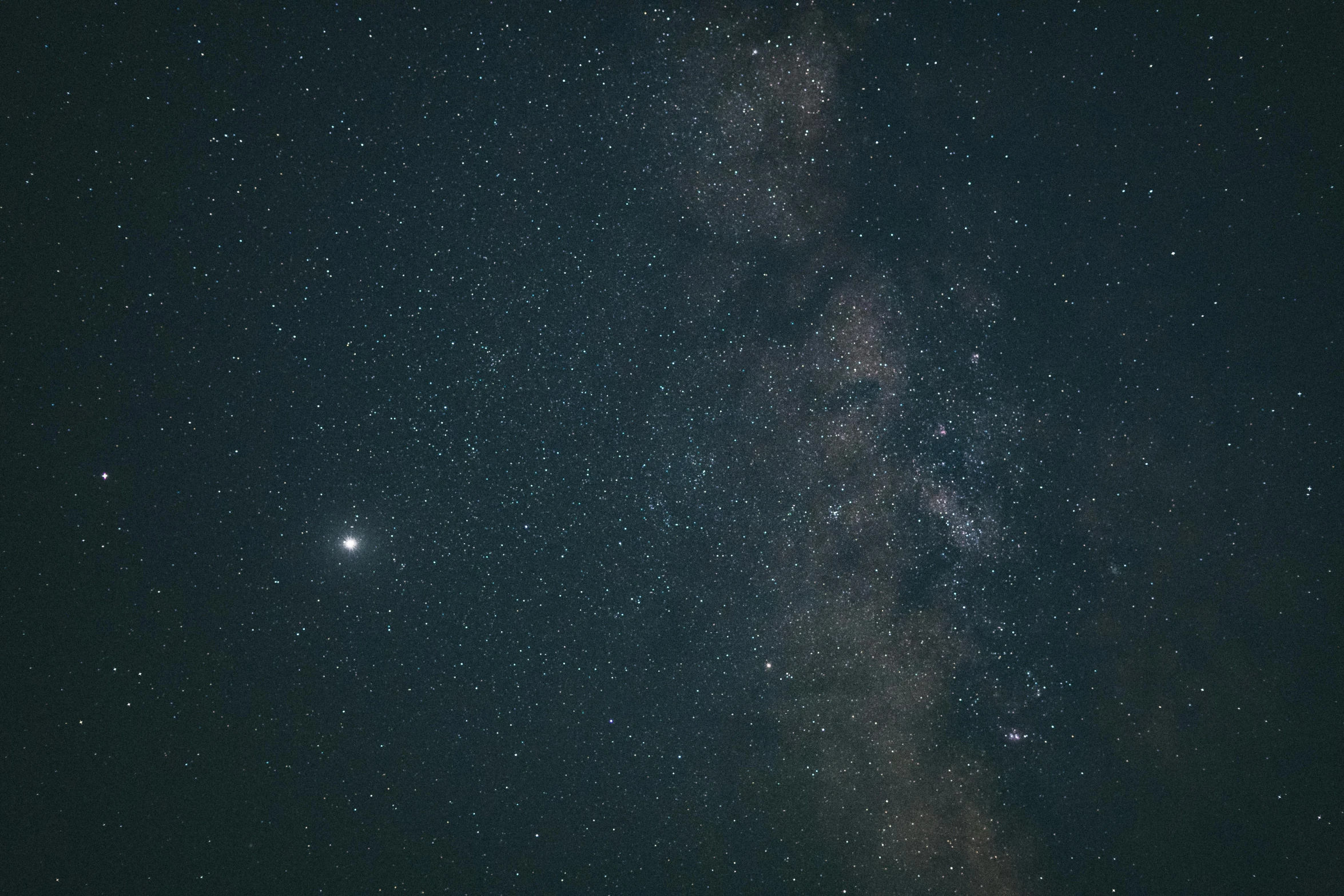 the milky shines brightly in the night sky, by Niko Henrichon, pexels, ansel ], deep of field, low quality photo, mixed art