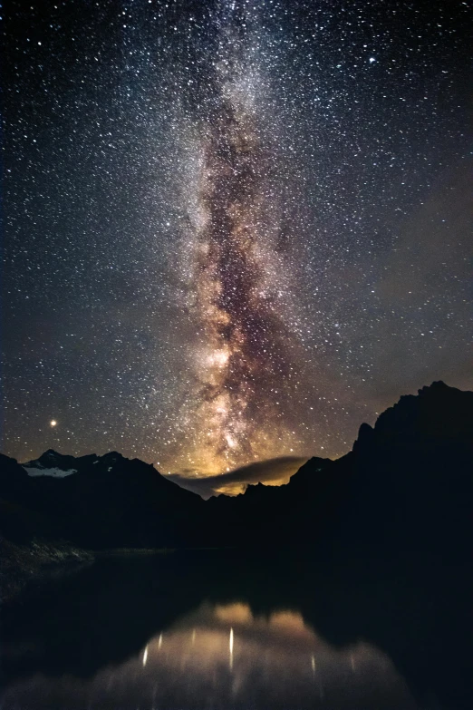 a night sky filled with lots of stars, by Daniel Seghers, unsplash contest winner, space art, glacier national park, 4k/8k, highest detail, brown