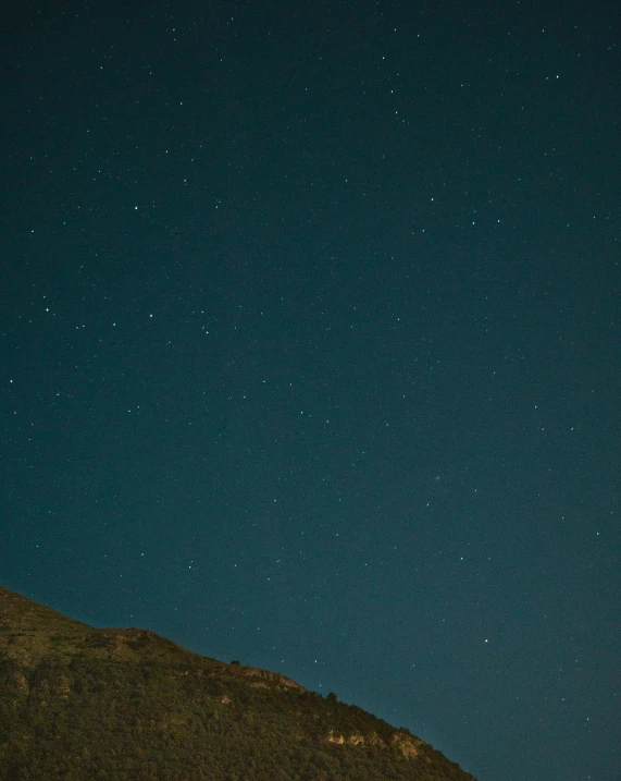 a group of people standing on top of a mountain under a night sky, by Attila Meszlenyi, hurufiyya, minimalist photo, slightly tanned, multiple stars visible, trending on vsco