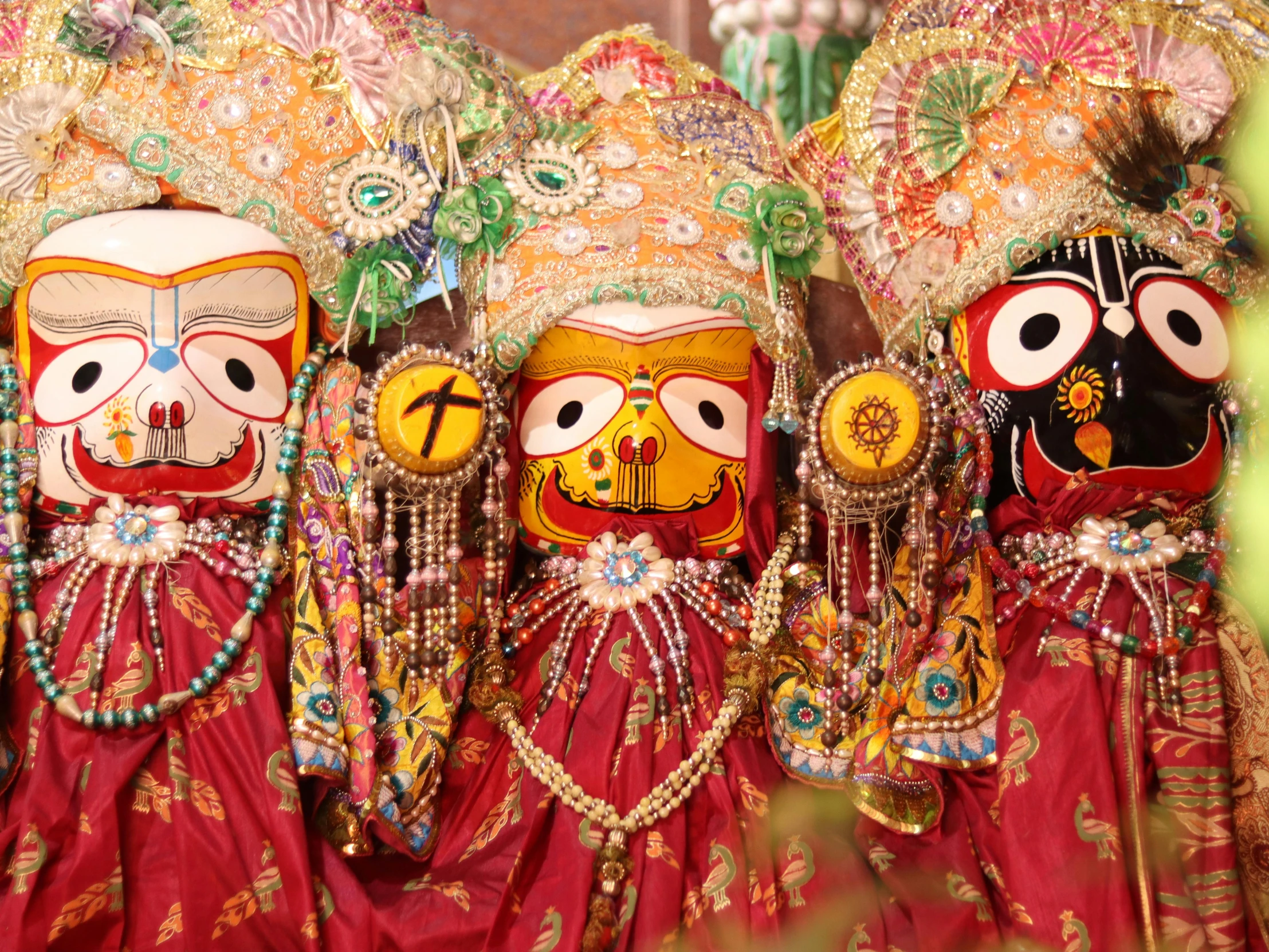 a group of masks sitting next to each other, bengal school of art, elaborate costume, avatar image, square, orthodox