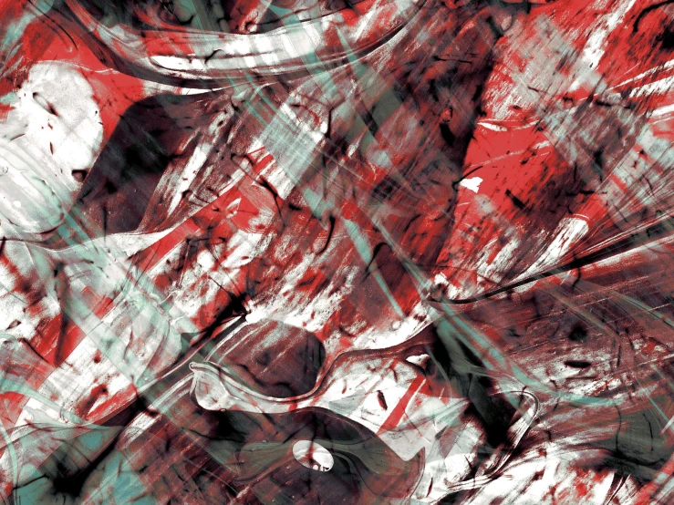 a bunch of scissors sitting on top of a table, an abstract drawing, inspired by Pollock, flickr, lyrical abstraction, teal silver red, digital art - w 640, 144x144 canvas, anime abstract art