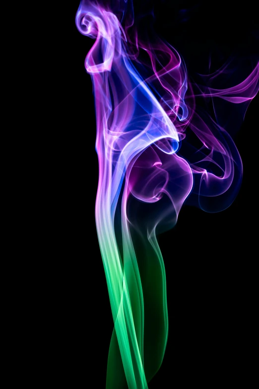 a close up of smoke on a black background, by Doug Ohlson, casting a multi colored spell, green and purple, paul barson, glowing lines