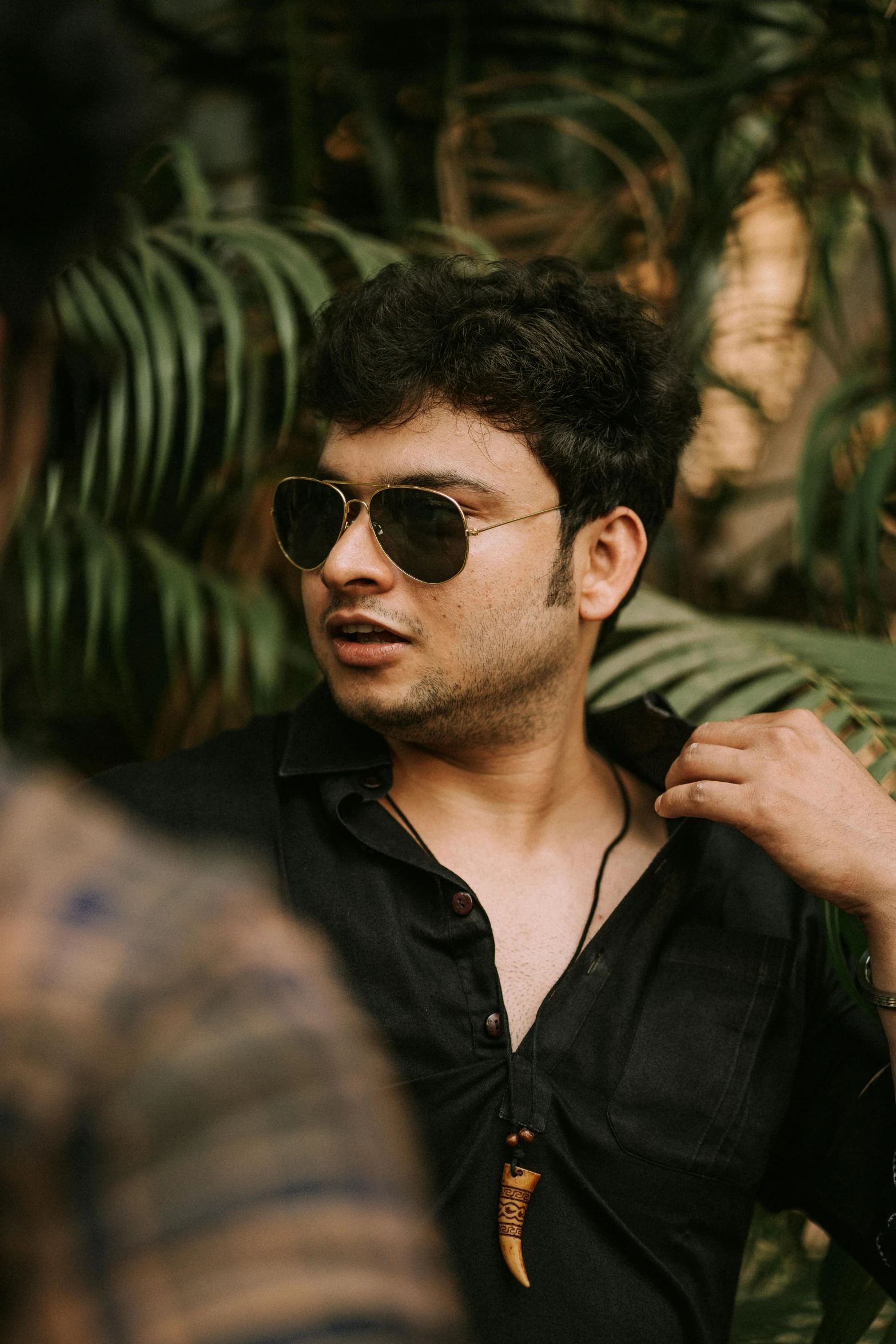 a couple of men standing next to each other, by Max Dauthendey, pexels contest winner, with sunglass, young man, lush surroundings, avatar image