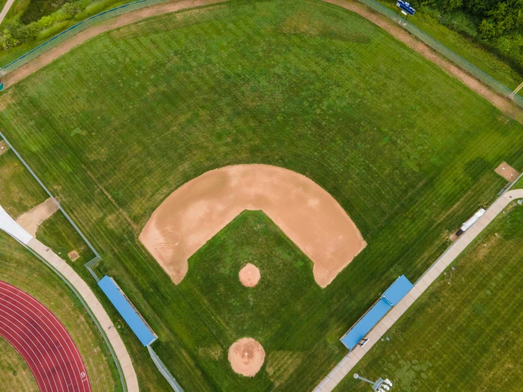 an aerial view of a baseball field, a portrait, by Tom Bonson, unsplash contest winner, craigville, extreme panoramic, profile pic, well built