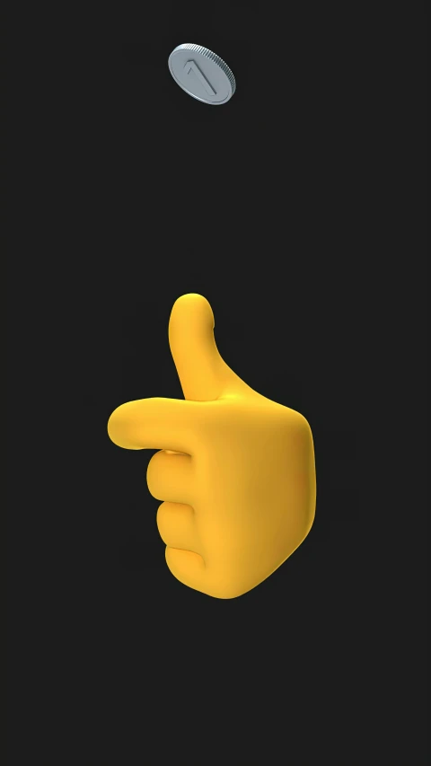 a person throwing a frisbee in the air, a 3D render, by Ahmed Yacoubi, unsplash, minion giving a thumbs up, on a black background, behance 3d, on a yellow canva