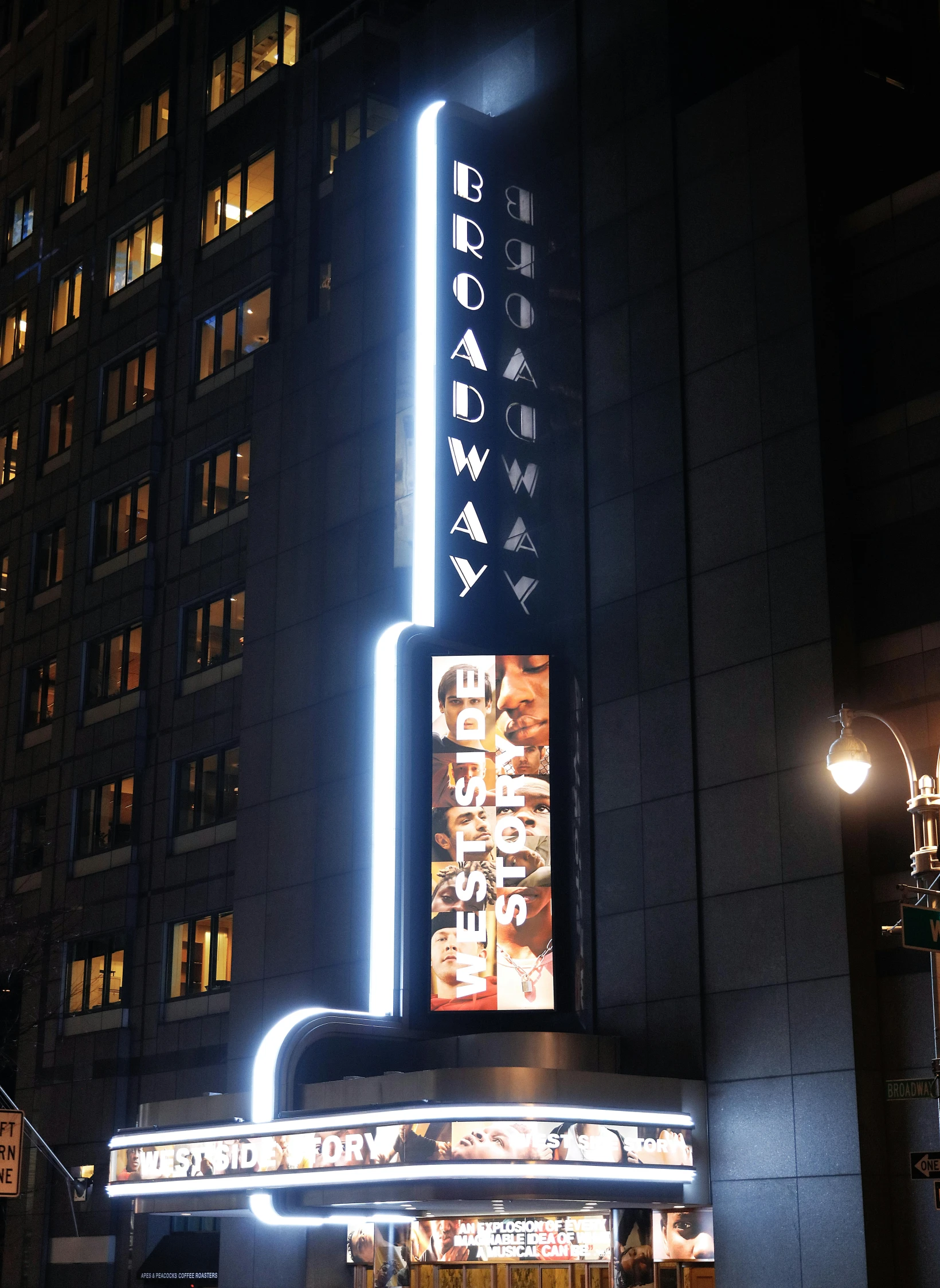 the broadway theatre is lit up at night, reddit, outdoor photo, profile image, thumbnail, avatar image