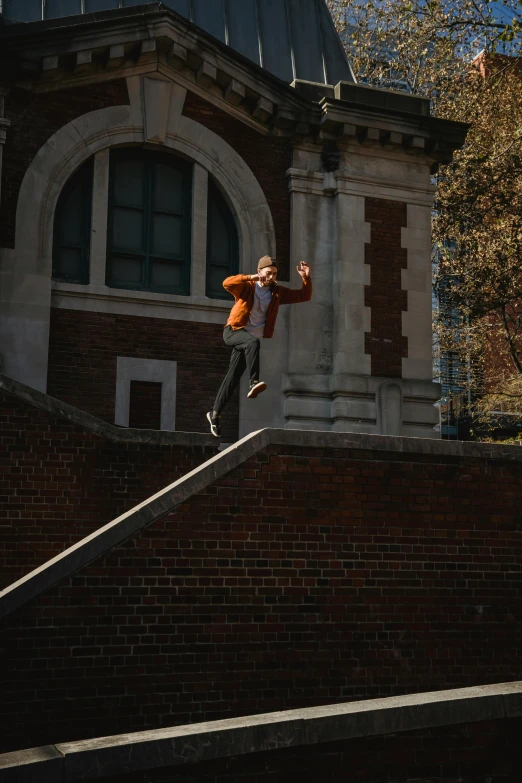 a man flying through the air while riding a skateboard, by James Morris, pexels contest winner, happening, at college, parkour, in london, ignant