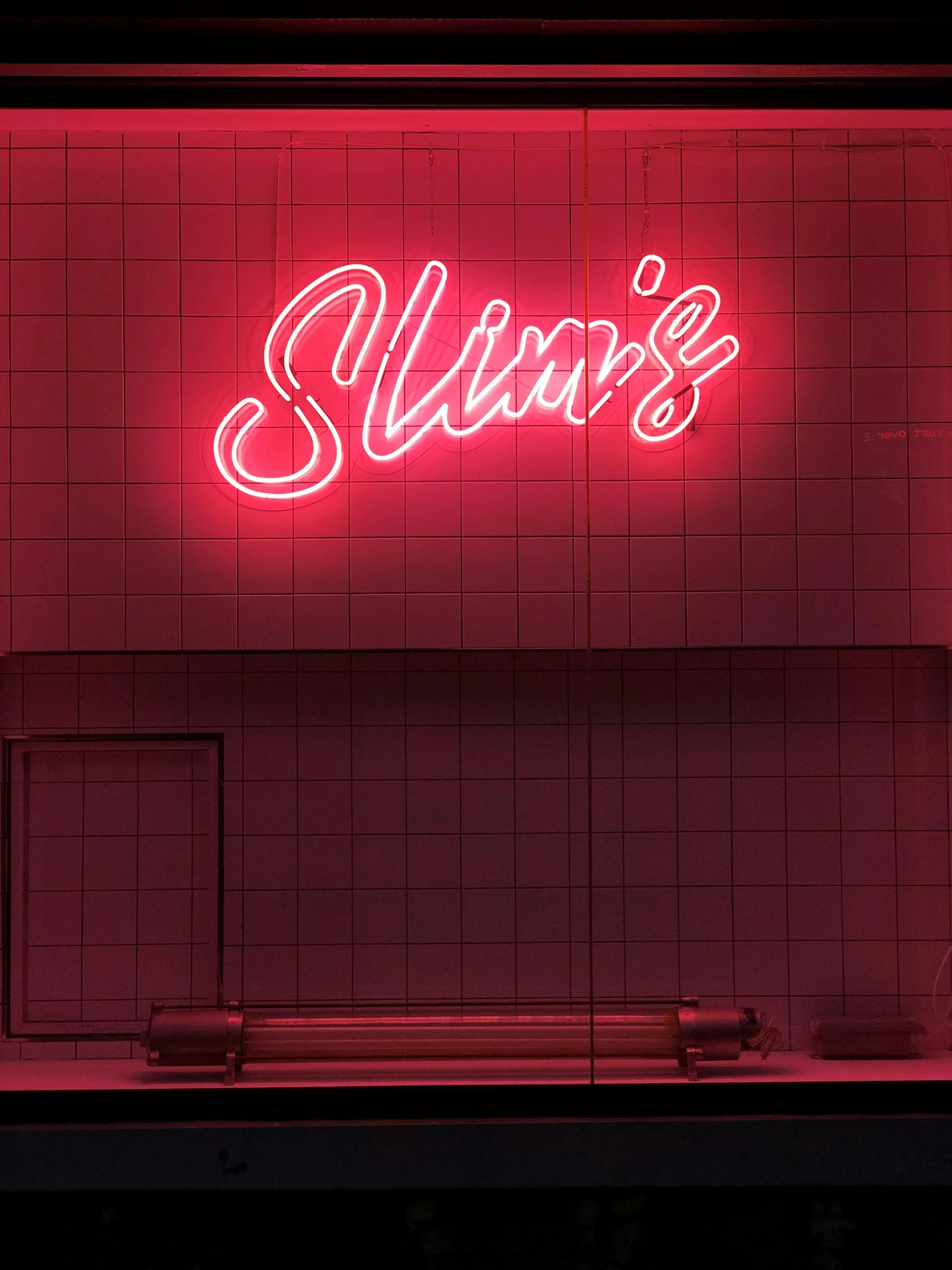 a neon sign on the side of a building, inspired by Elsa Bleda, pexels contest winner, slimmer demeanor, seven sins, profile image, ren and stimpy