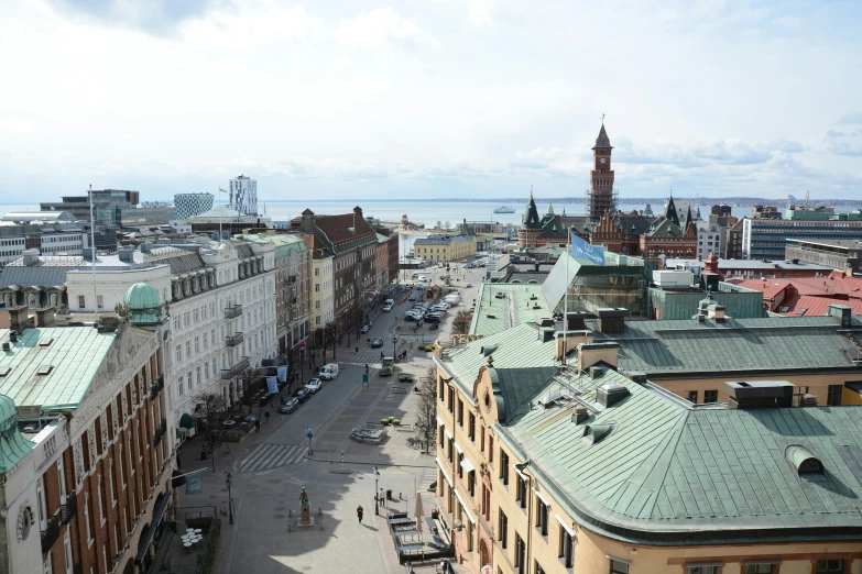 a view of a city from the top of a building, inspired by Jakob Häne, pexels contest winner, hurufiyya, helsinki, square, profile image, high res 8k