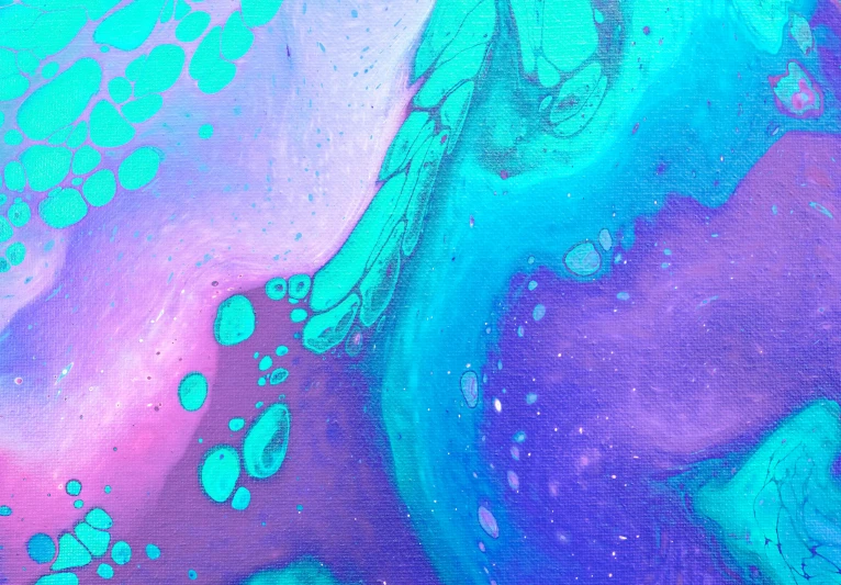 a close up of a purple and blue painting, a detailed painting, trending on pexels, colourful slime, pink white turquoise, album, galactic