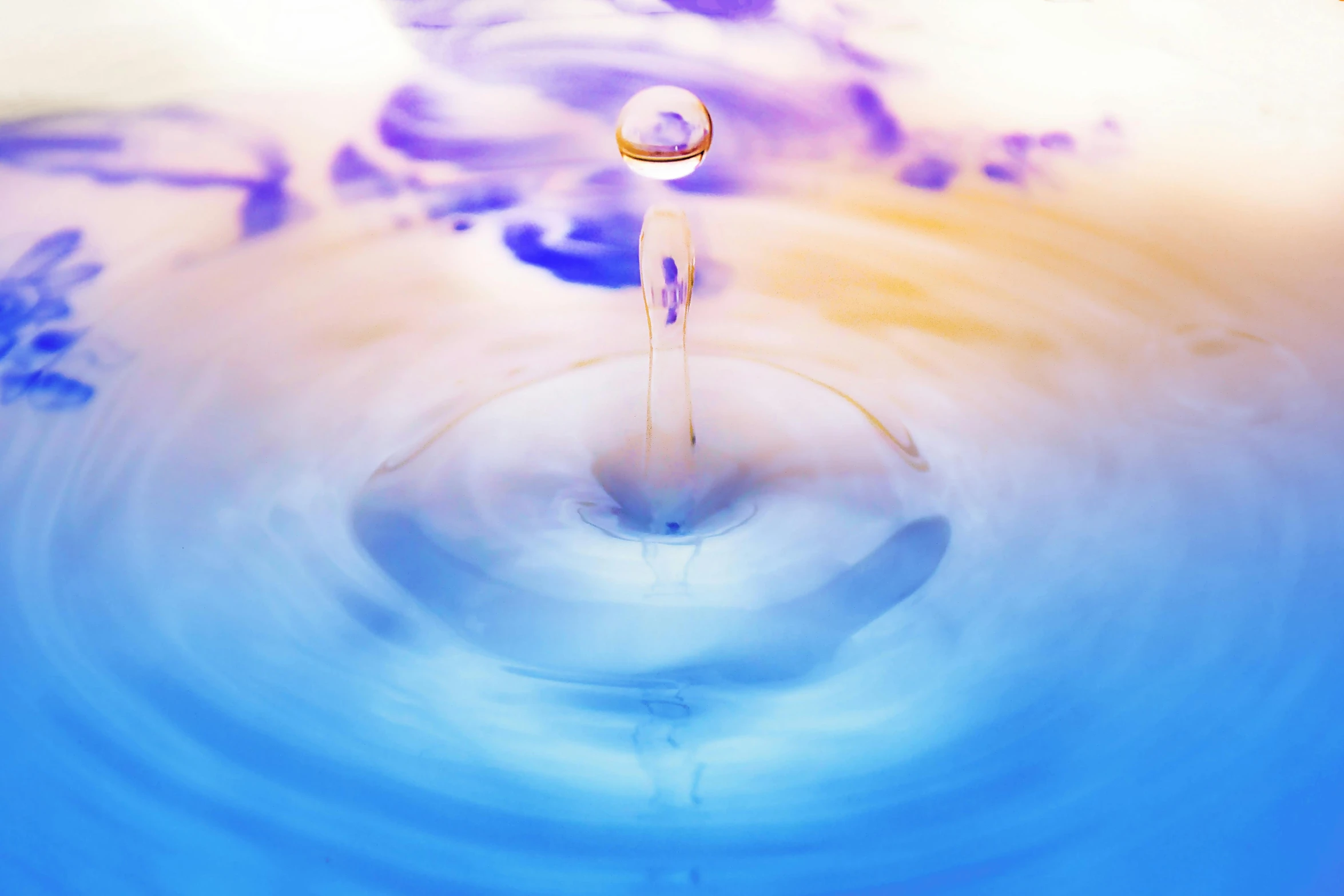 a close up of a sink with a faucet in it, a digital painting, inspired by Gabriel Dawe, pexels contest winner, water droplet, blue and violet, single figure, whirling