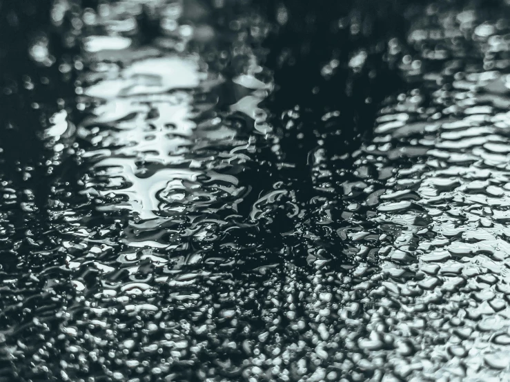 a black and white photo of rain on a windshield, an album cover, unsplash contest winner, lyrical abstraction, closeup 4k, rippling reflections, ilustration, black textured