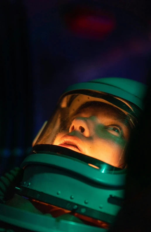 a close up of a person in a space suit, by David Donaldson, terrified, cinematic image, felix kelly, jpl