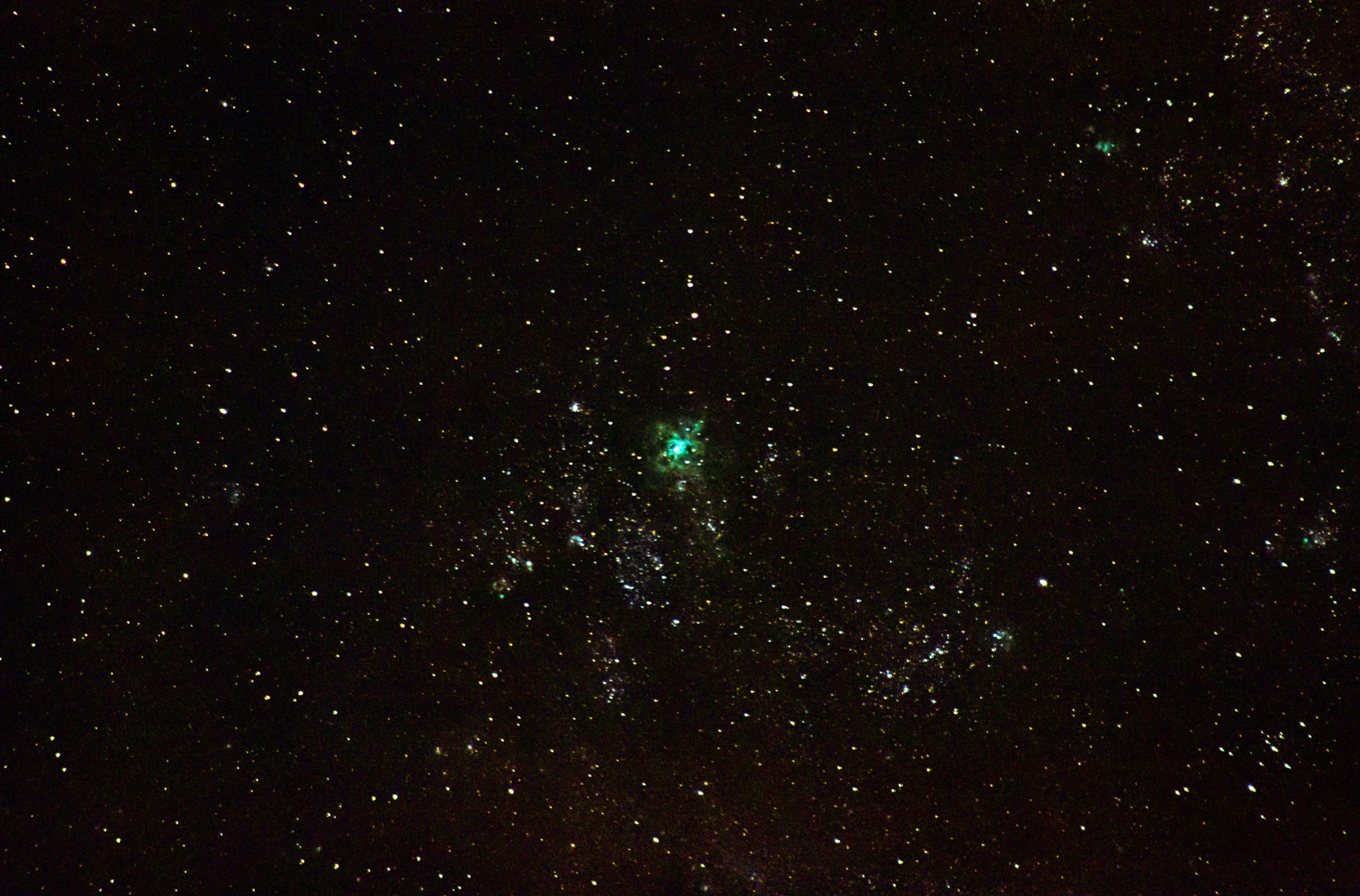 a cluster of stars in the night sky, flickr, cyan and green, a brightly coloured, taken with sony alpha 9, a phoenix