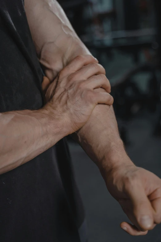 a close up of a person holding a tennis racquet, arm wrestling, swollen muscles, local gym, profile image
