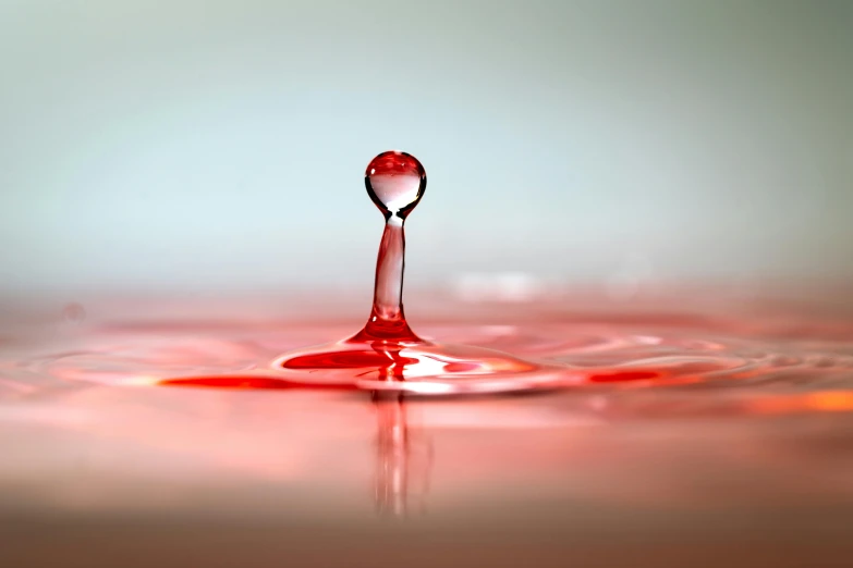 a drop of water sitting on top of a table, a picture, by Matt Stewart, shutterstock contest winner, pools of blood, reddish, designed in blender, profile picture