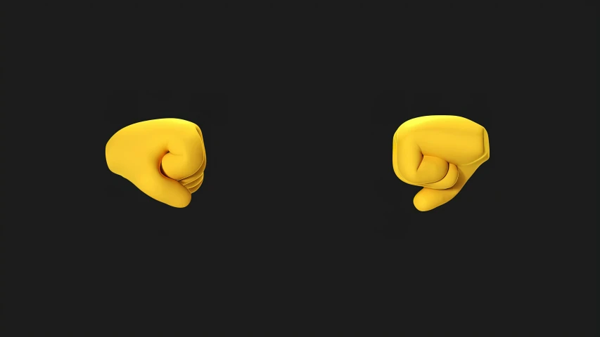 a pair of yellow ear plugs on a black background, an album cover, inspired by Daryush Shokof, trending on pexels, visual art, large fists, 3d characters, micro expressions, preparing to fight