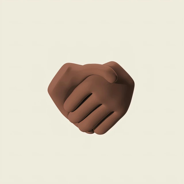 a close up of two hands holding each other, an album cover, inspired by Ai Weiwei, realism, digital art emoji collection, kanye west torso, brown, 3d minimalistic