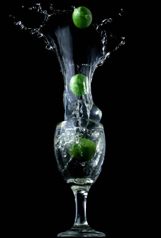 a green apple falling into a glass of water, by Jan Rustem, award - winning photo ”, concert, lime, ((still life))