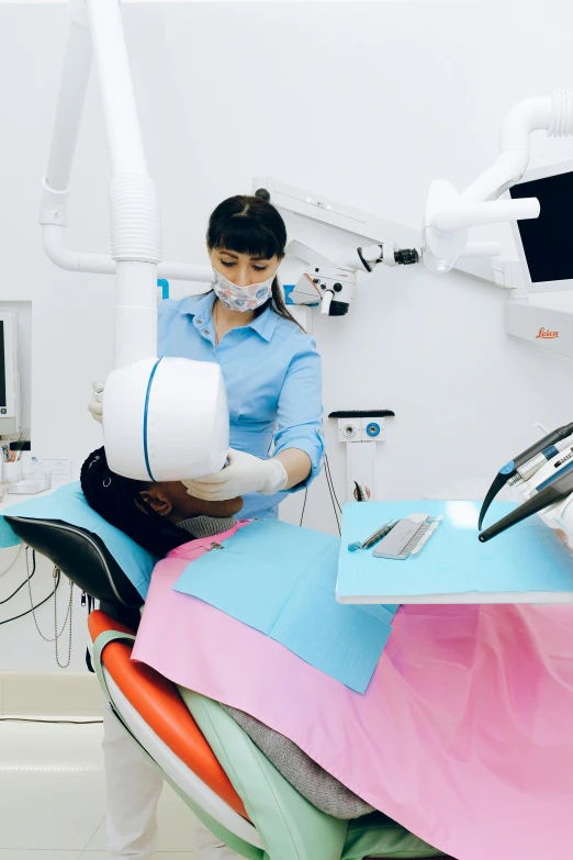 a woman is sitting in a dental chair, by Adam Marczyński, neo kyiv, oman, profile image