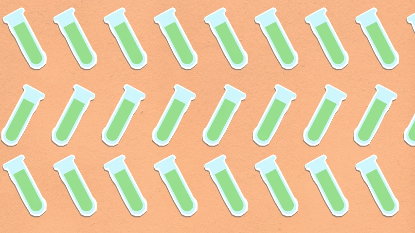 a bunch of test tubes filled with green liquid, an illustration of, trending on pexels, joan cornella, visible pores, paper, mid-twenties