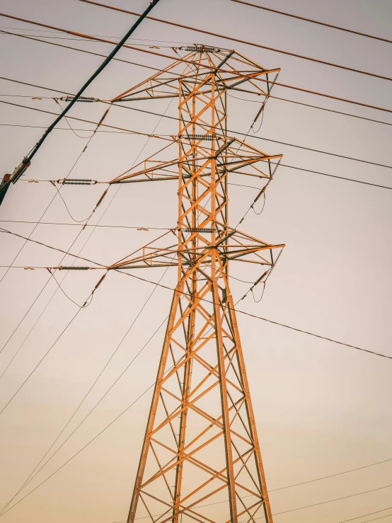 a couple of power lines that are next to each other, inspired by Elsa Bleda, pexels contest winner, renaissance, instagram story, construction, high quality product image”, zoomed in