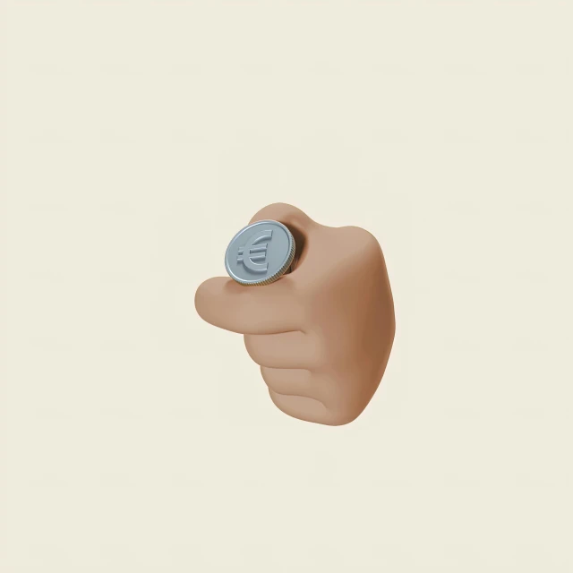 a close up of a person's hand holding a button, by jeonseok lee, conceptual art, 3d minimalistic, money sign pupils, in a fighting pose, instagram post