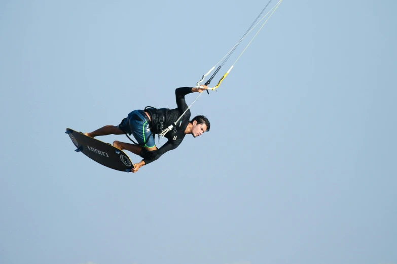 a man flying through the air while riding a kiteboard, by Tom Bonson, pexels contest winner, arabesque, avatar image, ilustration, 15081959 21121991 01012000 4k