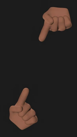 a set of hand gestures on a black background, by Attila Meszlenyi, unsplash, conceptual art, 3 d character, vertical movie frame, giving the middle finger, iphone screenshot