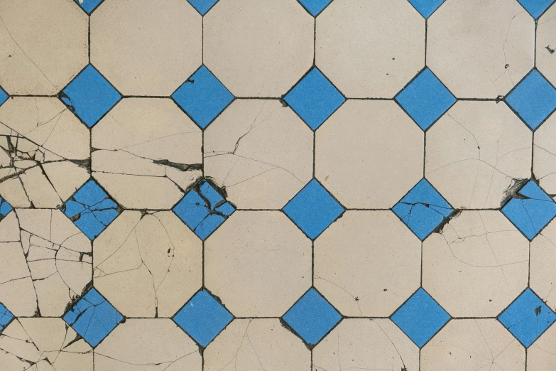 a blue and white tiled floor with cracks in it, an album cover, by Lubin Baugin, unsplash, victoriana, “diamonds, computer wallpaper, coloured