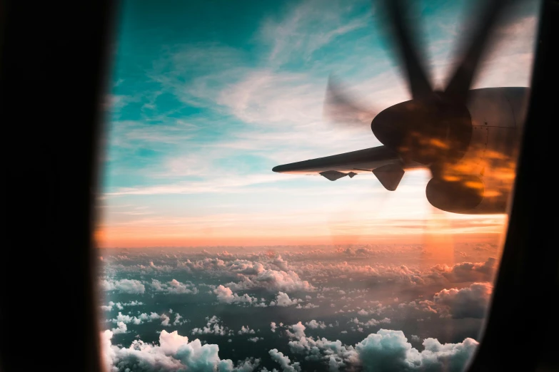 a view of the sky through an airplane window, pexels contest winner, wings growing out of arms, profile picture 1024px, jet engines, summer evening