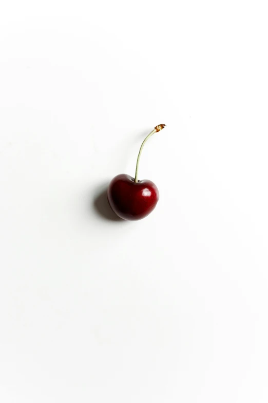 a single cherry on a white surface, by Gavin Hamilton, unsplash, visual art, ffffound, 15081959 21121991 01012000 4k, joon ahn, just a cute little thing