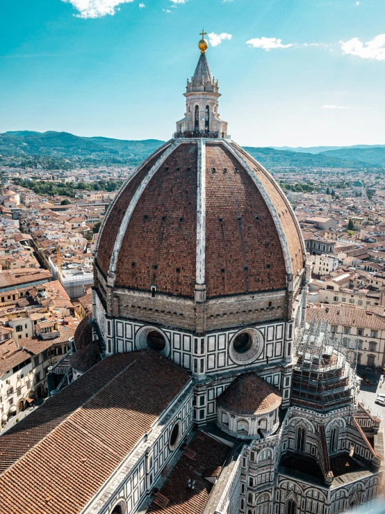 the dome of the cathedral of santa maria in florence, italy, by Julia Pishtar, pexels contest winner, wide aerial shot, 🚿🗝📝, promo image, hyper - detailed color photo