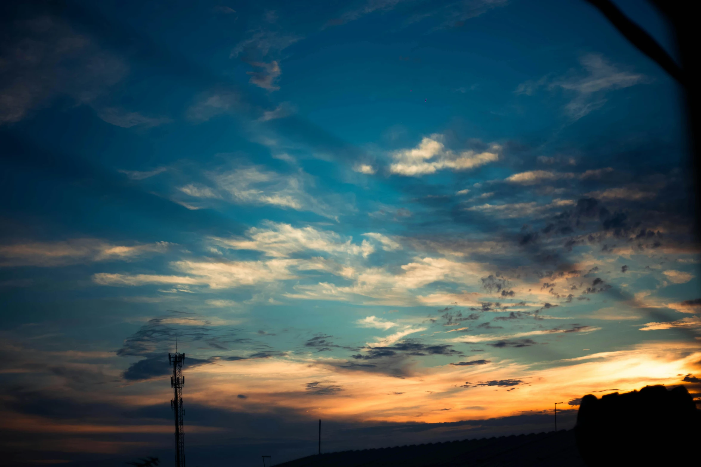 a sky that has some clouds in it, pexels contest winner, romanticism, late summer evening, instagram photo, orange and blue colors, postprocessed