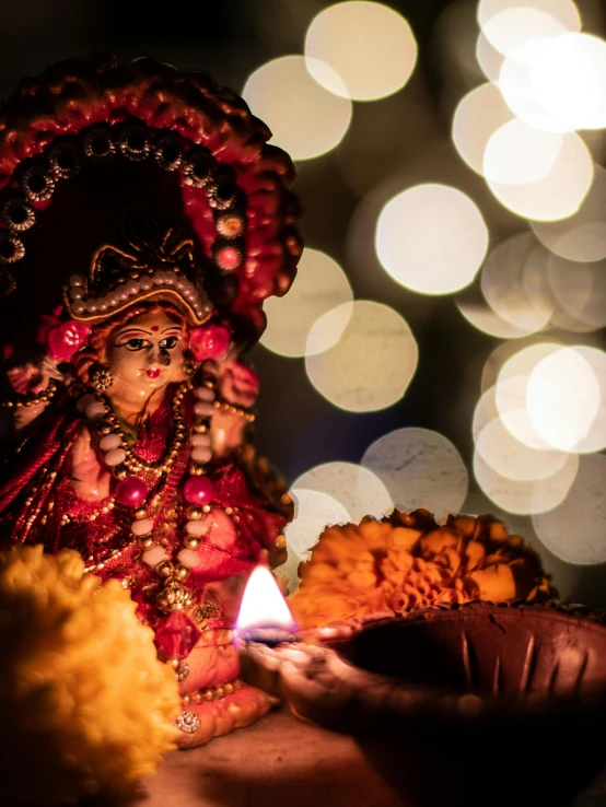 a close up of a person holding a lit candle, samikshavad, elaborate lights. mask on face, profile image, kneeling, square