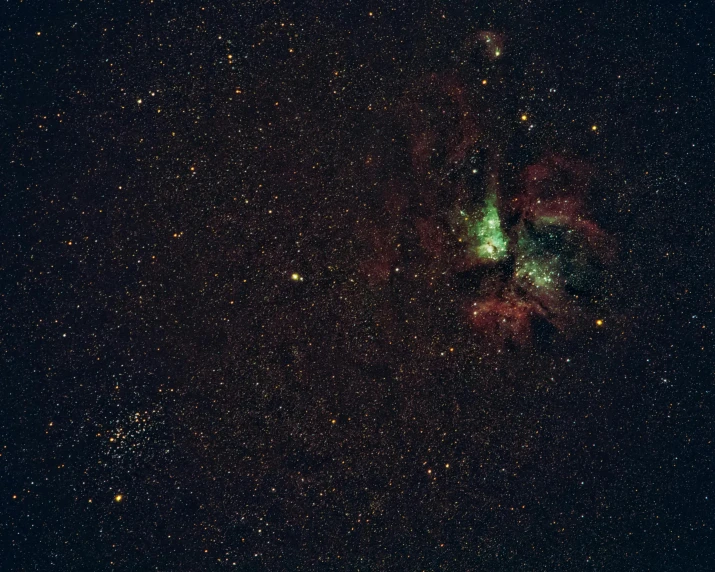 a nebula with stars in the background, a microscopic photo, unsplash, green and red tones, full frame image, digital image, ..'