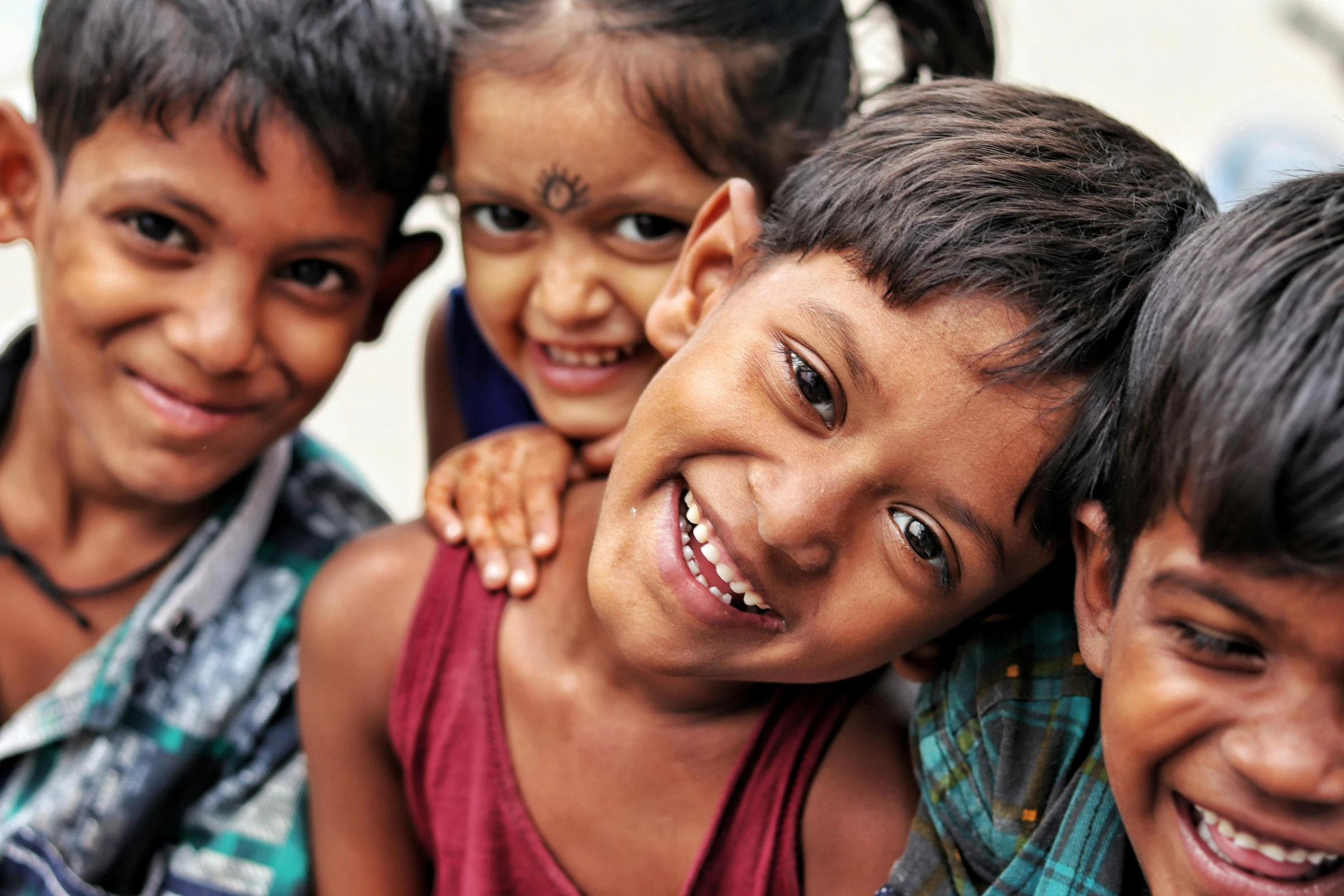 a group of children standing next to each other, pexels contest winner, hurufiyya, beautiful smiling face, avatar image, thumbnail, vinayak