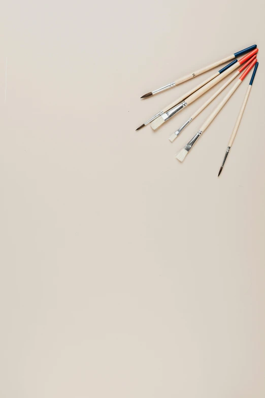 a bunch of paint brushes sitting on top of a table, a minimalist painting, by Andries Stock, beige sky pencil marks, flatlay, no - text no - logo, wallpaper mobile