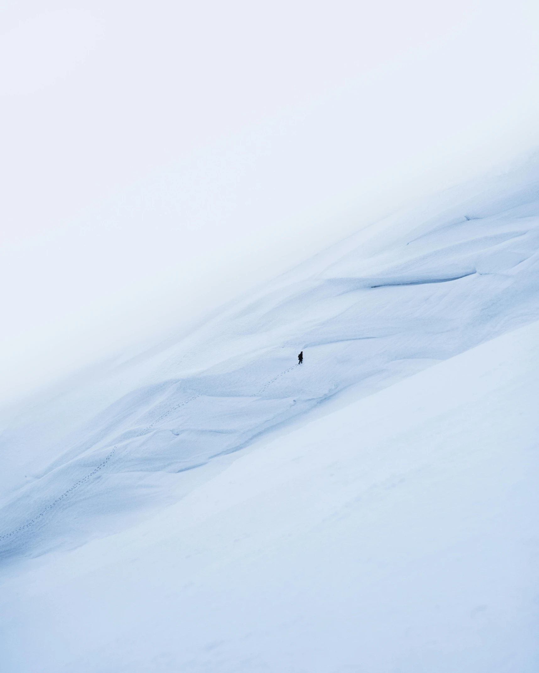 a man riding skis down a snow covered slope, pexels contest winner, minimalism, glacier photography, looking to his left, but minimalist, canvas