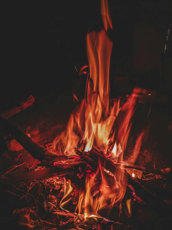 a close up of a fire in the dark, pexels contest winner, instagram story, campfire in background, album art, profile image