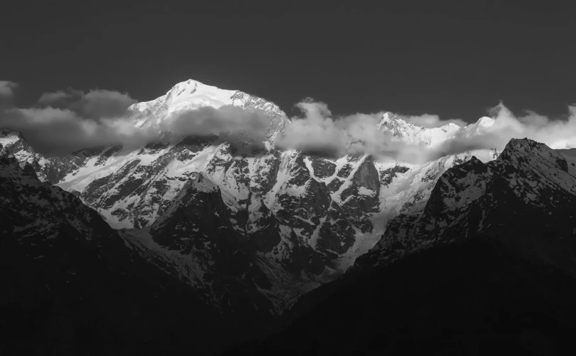 a black and white photo of a mountain range, unsplash contest winner, baroque, uttarakhand, profile picture 1024px, instagram post, high resolution