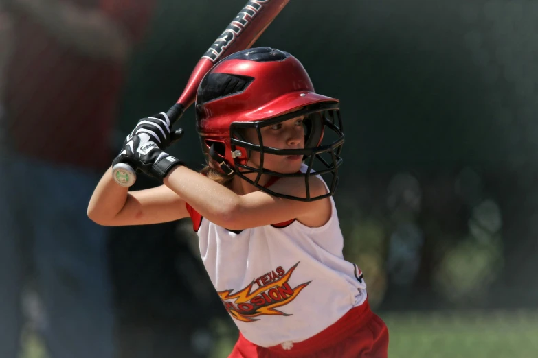 a young girl holding a baseball bat on top of a field, tournament, 15081959 21121991 01012000 4k, action sports photography, reds