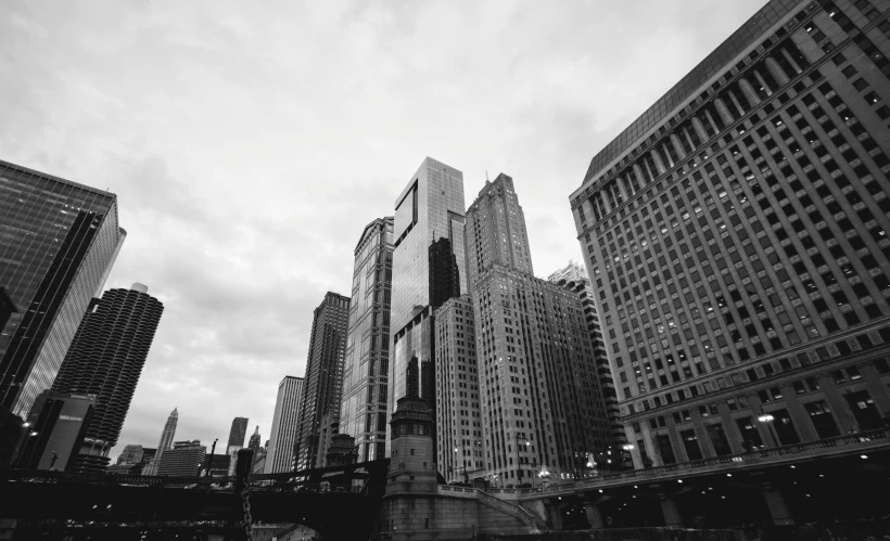 a black and white photo of a city, pexels contest winner, chicago, white buildings, high quality image, high details photo