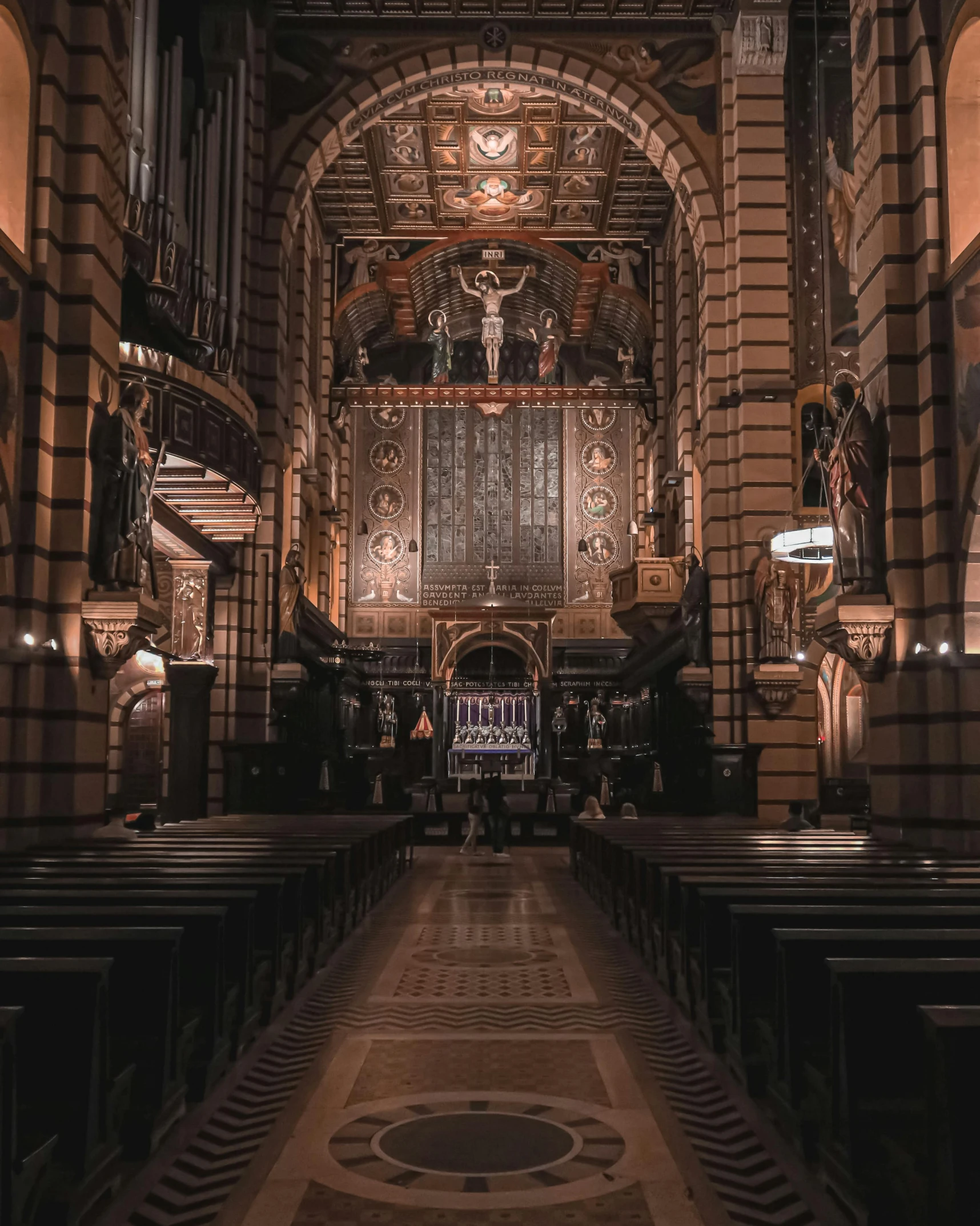 the inside of a church with pews and a chandelier, pexels contest winner, lgbtq, in a city with a rich history, gif, profile image