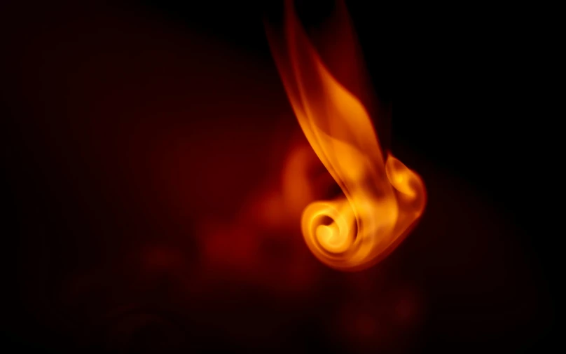 a close up of a lit candle in the dark, inspired by Rodney Joseph Burn, pexels, art photography, smoke swirls, red and orange colored, tiny firespitter, like a catalog photograph